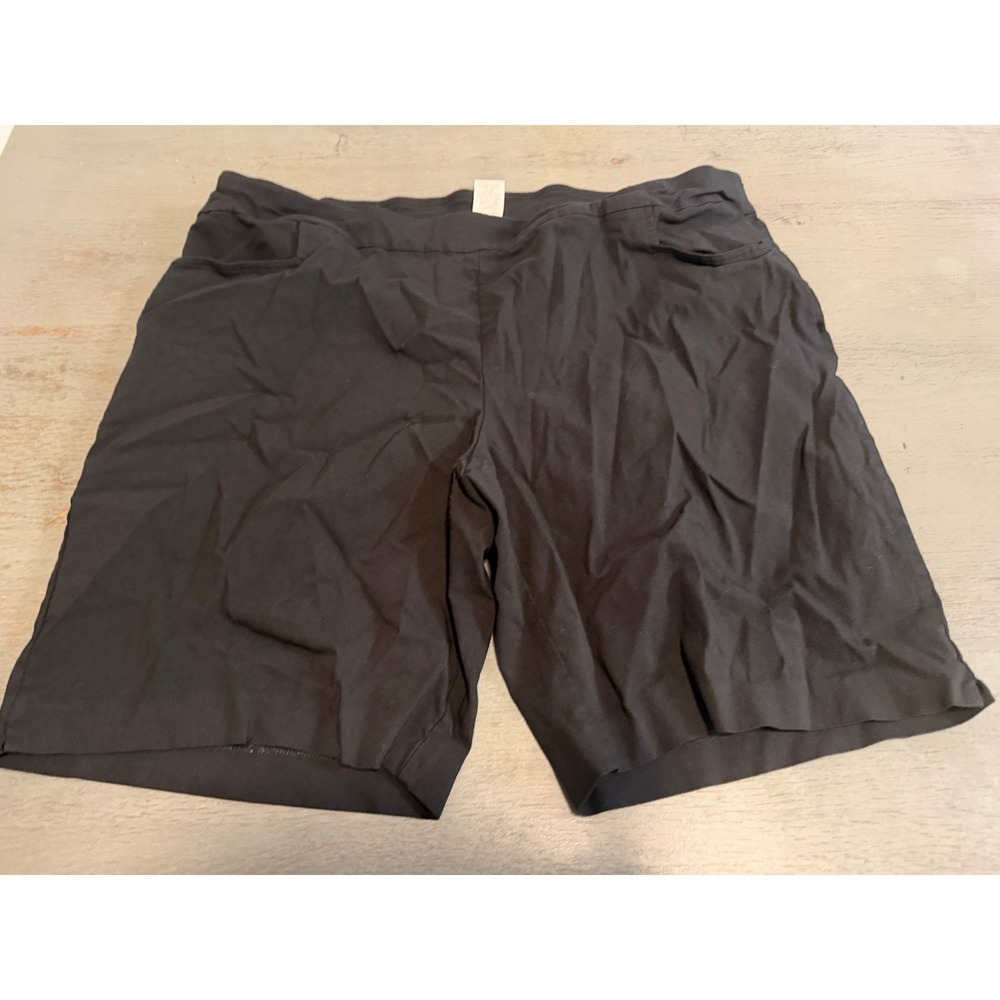 Terra & Sky Womens Black Pull On Bermuda Shorts Plus Size 2X 20W-22W Stretch